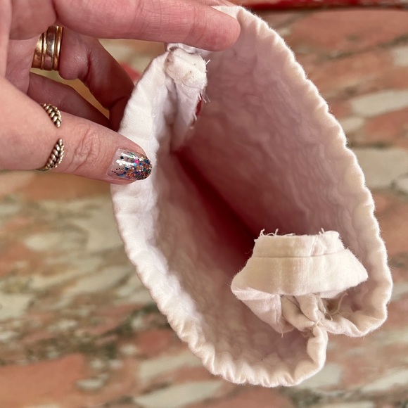 Hand Made Quilted Christmas Stocking Red White Adorable Heart Quilting Vintage - Picture 4 of 5